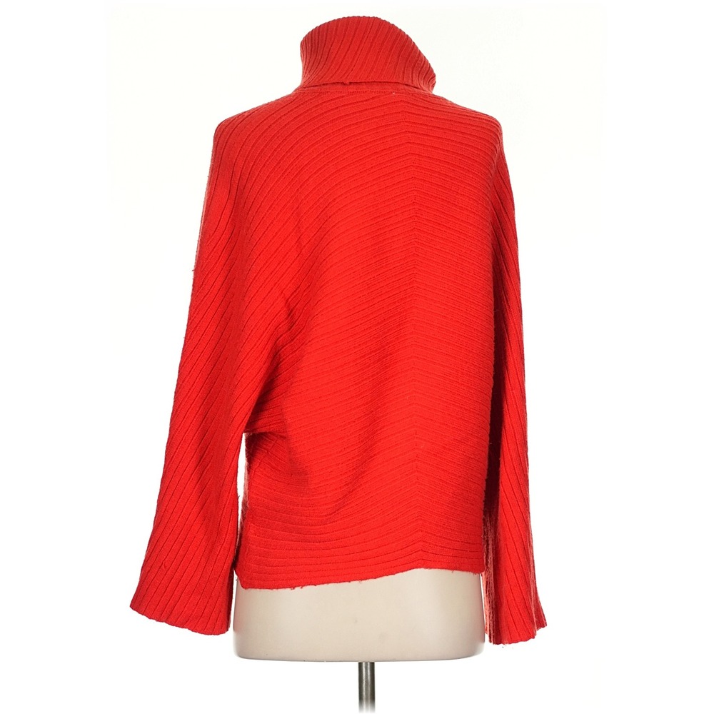 Anthropologie Moth Tisbury Turtleneck Sweater Women XS Red Ribbed Relaxed Fit